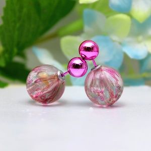 Unique Pink Mysterious Double Sided Stud Earrings